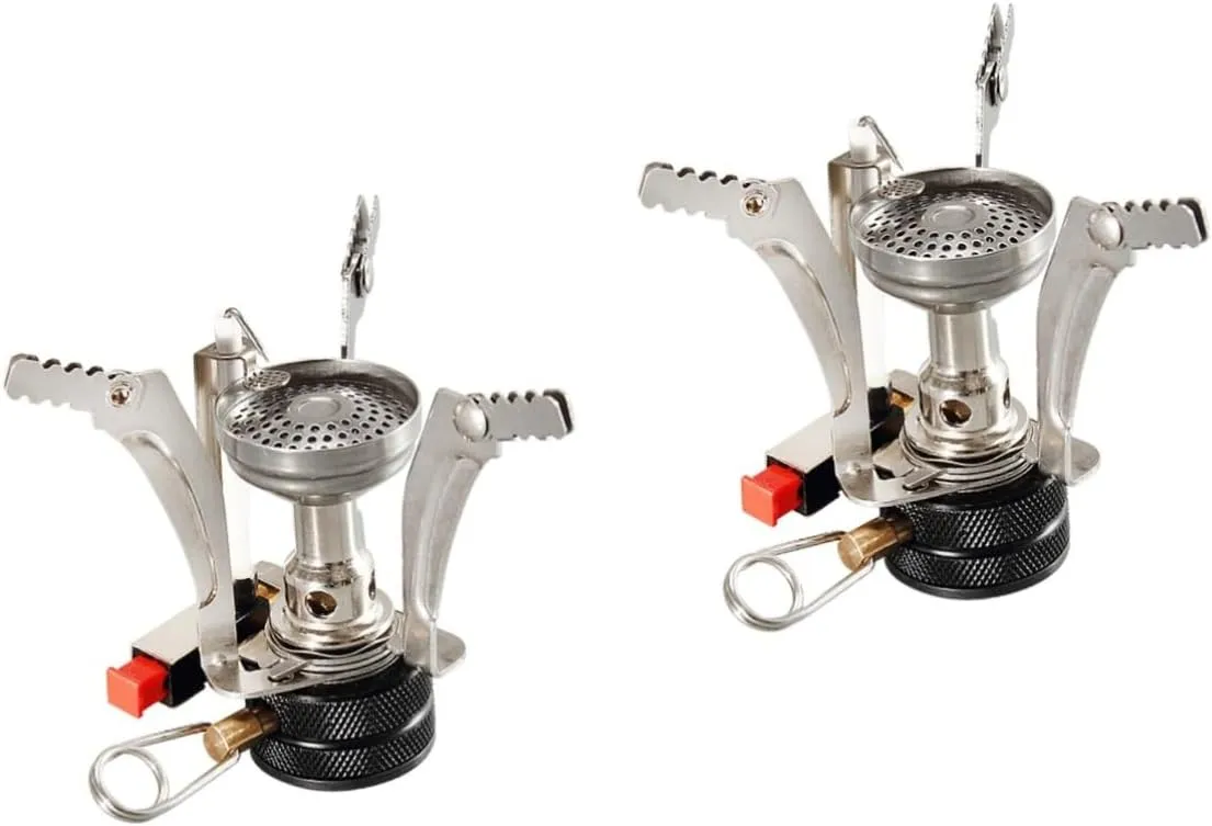 2pcs Foldable Camping Stove Mini Stove Head for Outdoor Activities Compact Furnace End Powerful Flame for Hiking