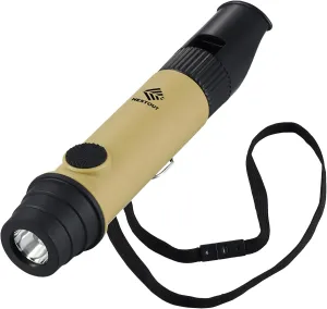 3-in-1 Flashlight, Lantern & Whistle, IP44 Water-Resistant, Dust-Resistant, AAA Battery Powered, Compact for Hiking, Camping, Rescue, Emergency, Lanyard Included (Beige)