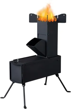 3 in 1 Rocket Stoves with Grill Rack, Portable Wood Mini Burning Stove, Griddle and Pot Cooking Stand, Camping Wood Stove Kit for Outdoor Grilling Cooking Event (9.44" D x 17" W x 21.3" H)