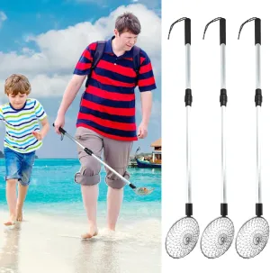 3 Pack Sand Sifter Tools - Beach Scoop for Beachcombing Shell Shark Tooth Sifter Collect Seashell Hunting Rocks Sifting, 32.6” Long Adjustable Telescoping Shovel with 4.1” Sieve Basket