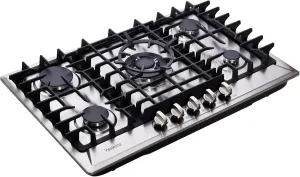 30 Inch Gas Cooktop, Built-in 5 Burners Stainless Steel Gas Stovetop Propane/Natural Gas Convertible Stove Top Dual Fuel Gas Hob