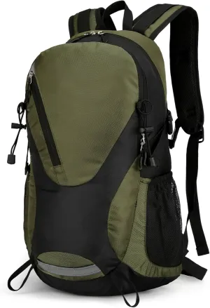 30L Hiking Backpack Men Women, Lightweight Rucksack Backpack with Adjustable Chest Strap, Nylon Casual Daypack Backpack for Camping Biking Outdoor Cycling, Green