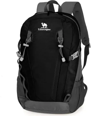 30L Hiking Daypack for Men Women, Large Travel Hiking Backpack with Anti Theft Pocket & Chest Strap, Breathable Waterproof Outdoor Rucking Backpack for Camping, Black