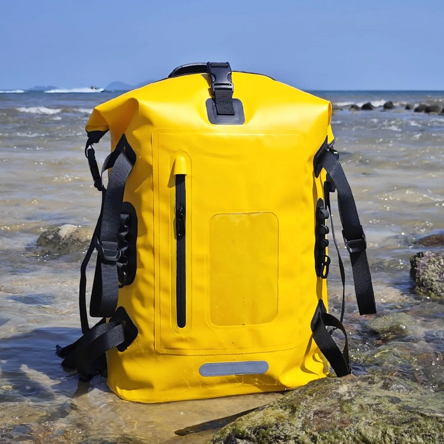 30L Waterproof Backpack Heavy Duty Water Sports Dry Bag Roll Top Waterproof Bag for Kayaking Hiking Swimming Boating Beach,Black