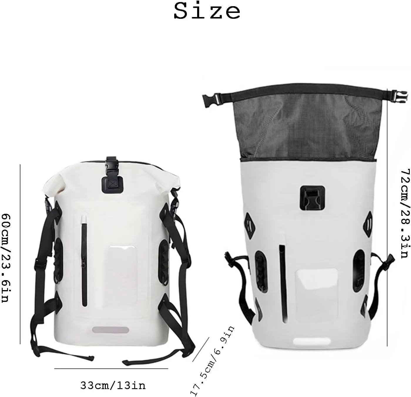 30L Waterproof Backpack Heavy Duty Water Sports Dry Bag Roll Top Waterproof Bag for Kayaking Hiking Swimming Boating Beach,Black