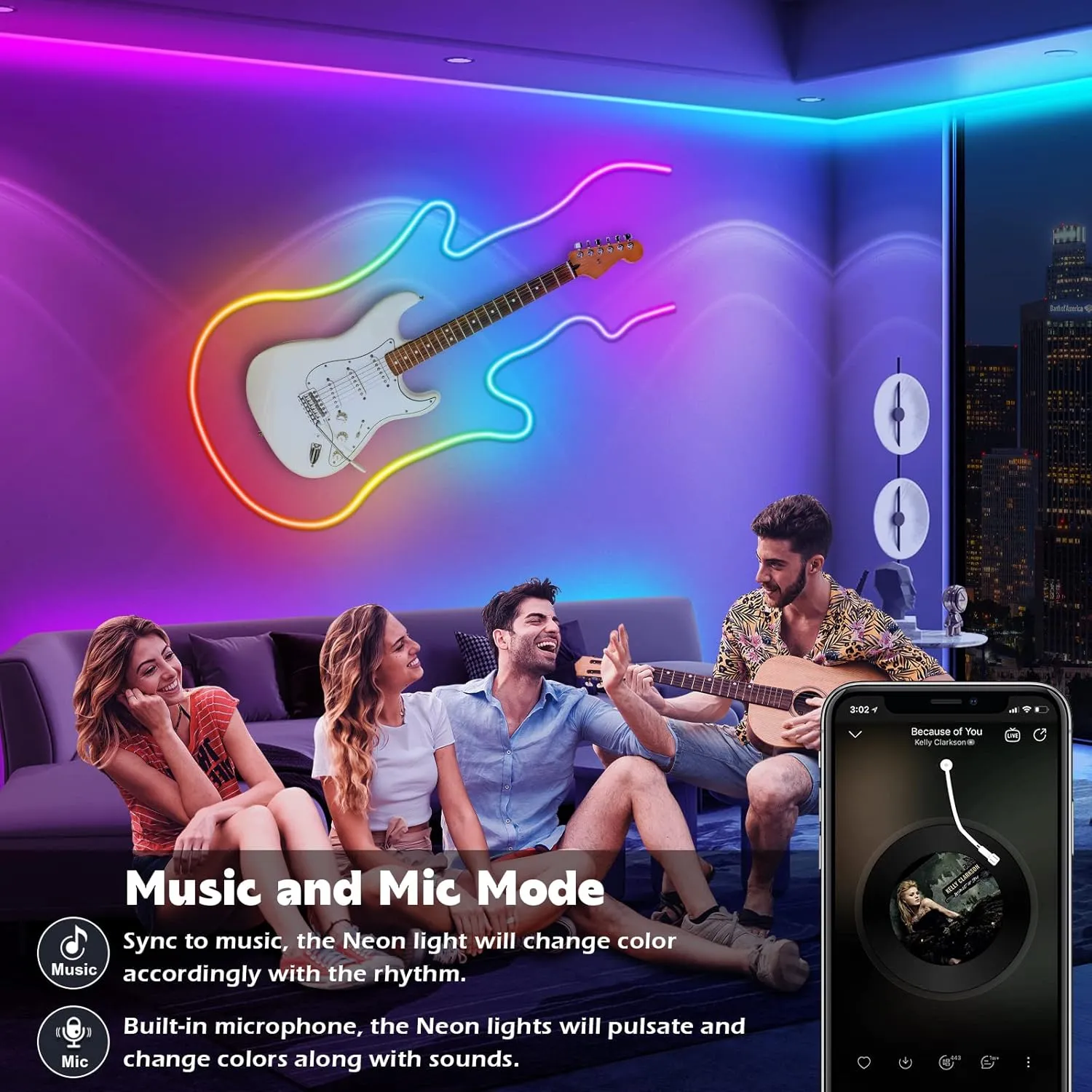 32.8Ft Neon Rope Lights,Flexible Led Rope Lights Control with App/Remote,Multiple Modes Rope Lights,IP65 Outdoor RGB Led Neon Lights Waterproof,Music Sync Gaming Led Neon Light Strip for Bedroom Decor