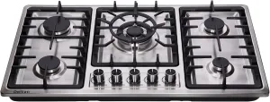 34 Inch Gas Cooktop DT5809 Built-in Stainless Steel 5 Burners Gas Stovetop LPG/NG Convertible Dual Fuel Gas Hob