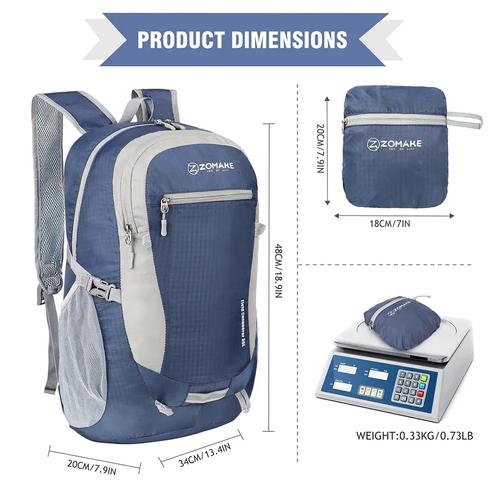 35L Ultra Packable Small Backpack - Foldable Ultralight Waterproof Hiking Travel Backpack
