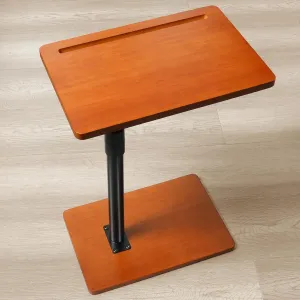 360° Rotatable Sofa Tray Table for Couch Arm - Height Adjustable End Table for Bed or Chair with Phone & Tablet Slots, TV Tray Table, Side Table Tray for Small Spaces（Mahogany,Rectangle）