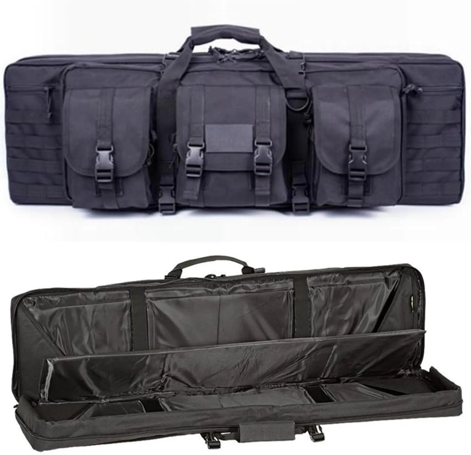 37" 42" 47" 55" Soft Double Rifle Bag, Double Rifle Case Soft Bag Gun Case, Lockable Shotgun Case with Backpack Straps, for Shooting Hunting Carrying