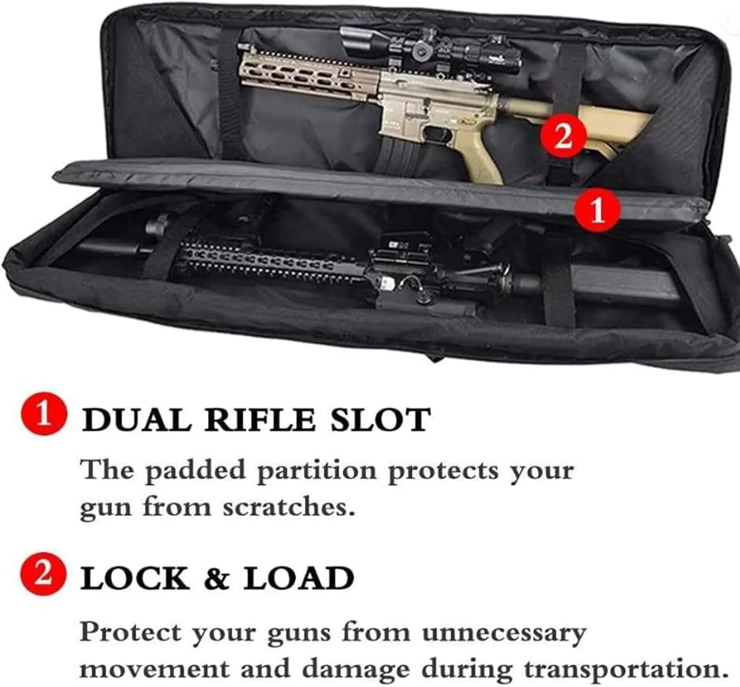 37" 42" 47" 55" Soft Double Rifle Bag, Double Rifle Case Soft Bag Gun Case, Lockable Shotgun Case with Backpack Straps, for Shooting Hunting Carrying