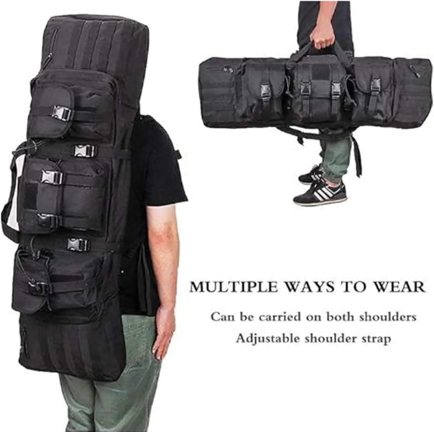 37" 42" 47" 55" Soft Double Rifle Bag, Double Rifle Case Soft Bag Gun Case, Lockable Shotgun Case with Backpack Straps, for Shooting Hunting Carrying