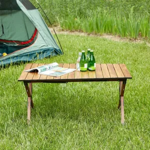 37" Camping Table, Lightweight Portable Folding Outdoor Rectangular Picnic Table with Carry Bag and Height Adjustable Aluminum Roll-up Tabletop Quick Installation for Outdoor Picnic Beach Part