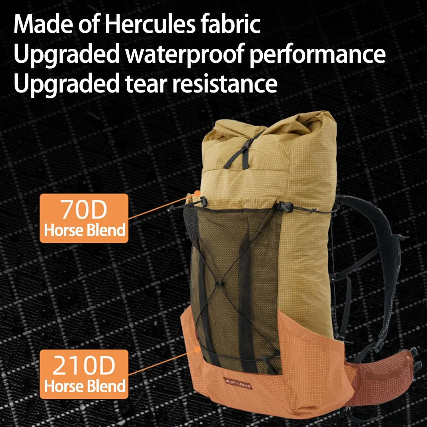 3F UL GEAR 35 10L Hiking Backpack, Outdoor Sport Travel Daypack for Men & Women, Lightweight Hiking Backpack for Hiking (Khaki, L)