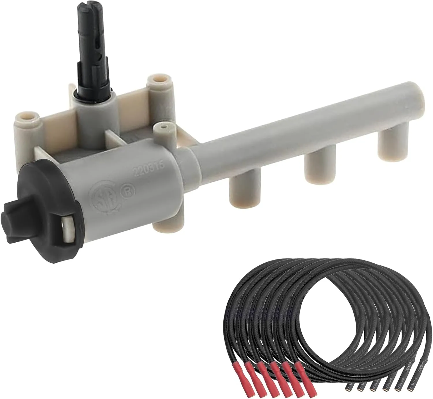 4 Outlet Rotary Piezo Ignitor Spark Generator Replacement Parts with Wires, Piezo Ignitor Kit for All Furrion 2-in-1 RV Range Ovens, Replace Parts for 2021124253 C-FSRE21SA-020 FSRE17