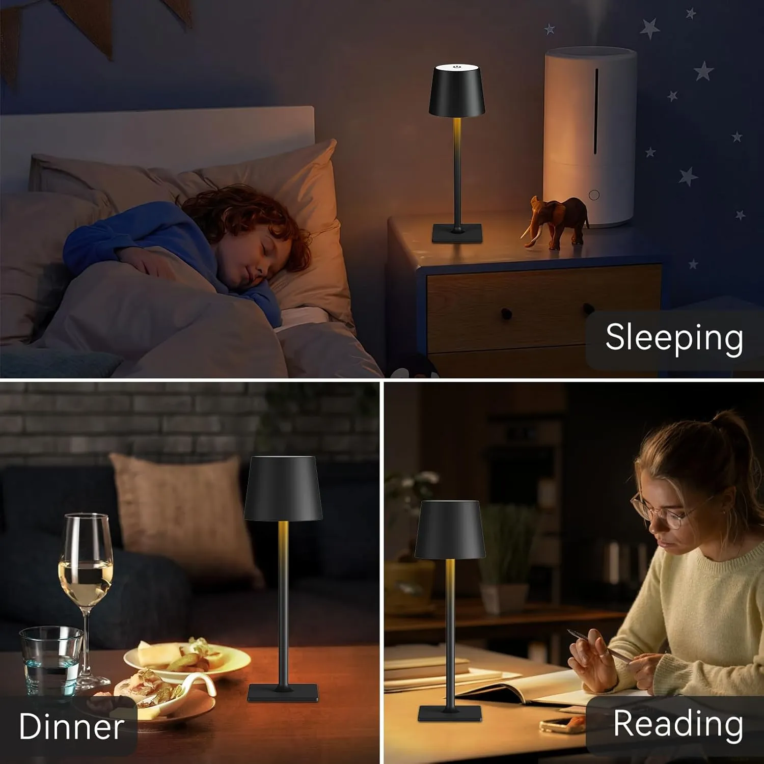 4 Pack Rechargeable Cordless Led Table Lamps,Cordless Lamp with 6000mAh Battery Operated, Portable Indoor/Outdoor Table Lamp for Patio Restaurant Home Dinner Dining Kitchen