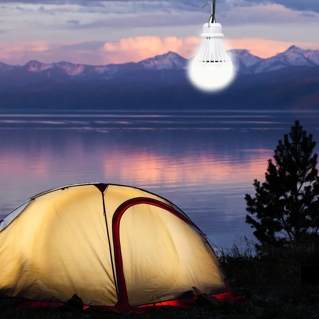 4 Pack USB LED Camping Lantern, 8.2 ft Extra Length Cord Tent Light with USB Y-Cable, Portable LED Bulb for Garage, Warehouse, Car, Truck, Fishing Boat, Room Emergency Light, White