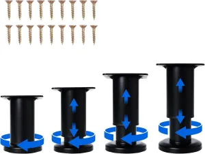 4 Pcs Adjustable Height Furniture Support Legs [with Screws] 3.15-4.72 inch, Metal Heavy Duty Furniture Replacement Legs for Chair/Bed/Sofa/Cabinet/Couch/Dresser/Bed/Table (Black)