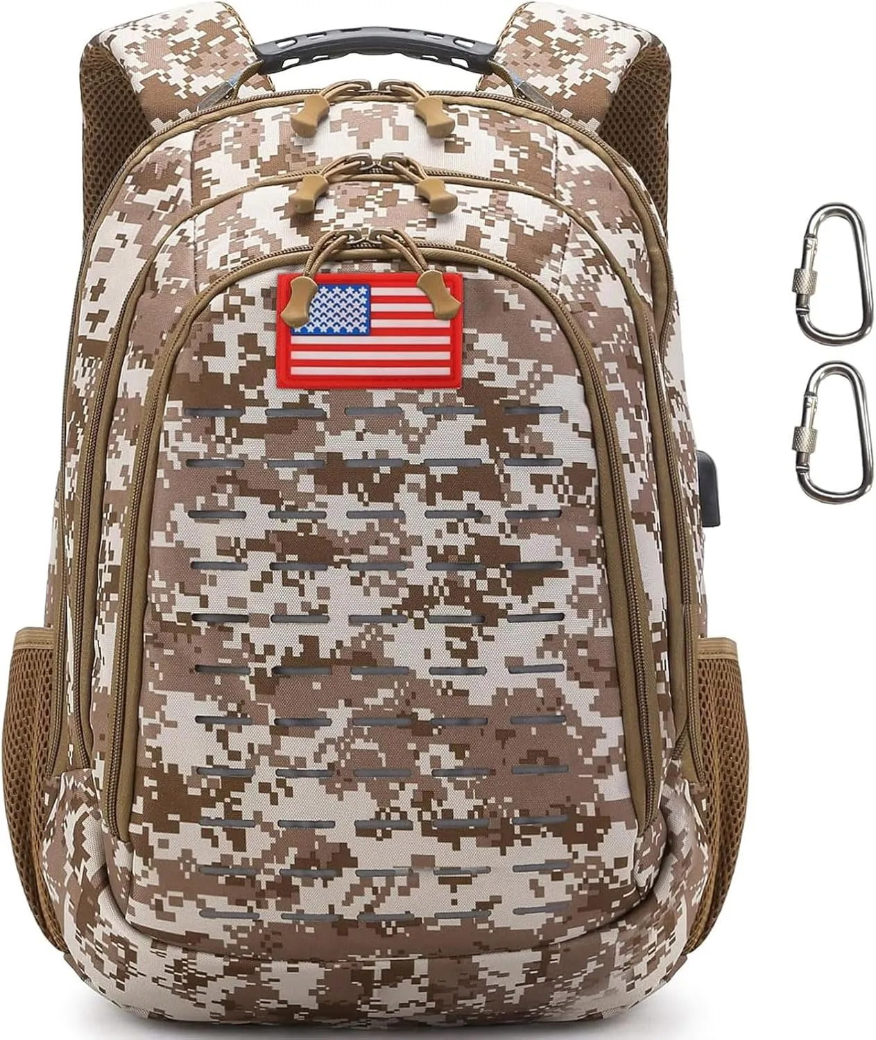 40L Camo Backpack Tactical Backpack Molle Military Backpack Army Bookbag Daypack W/USB Port & Reflective Strip For Hiking Camping Hunting