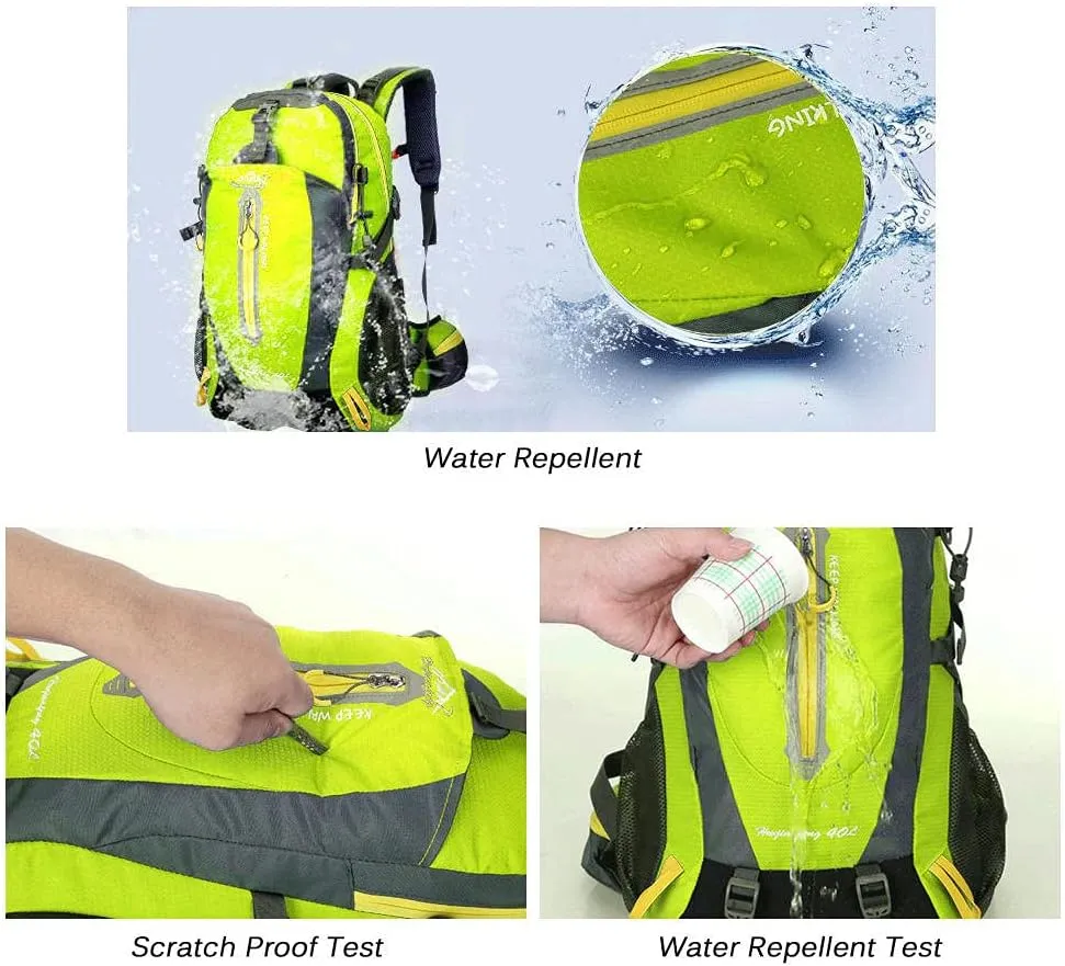 40L Waterproof Climbing Rucksack Travel Hiking Backpack Laptop Daypack Trekking Backpack Outdoor Men Women Sport Bag-Black Yellow
