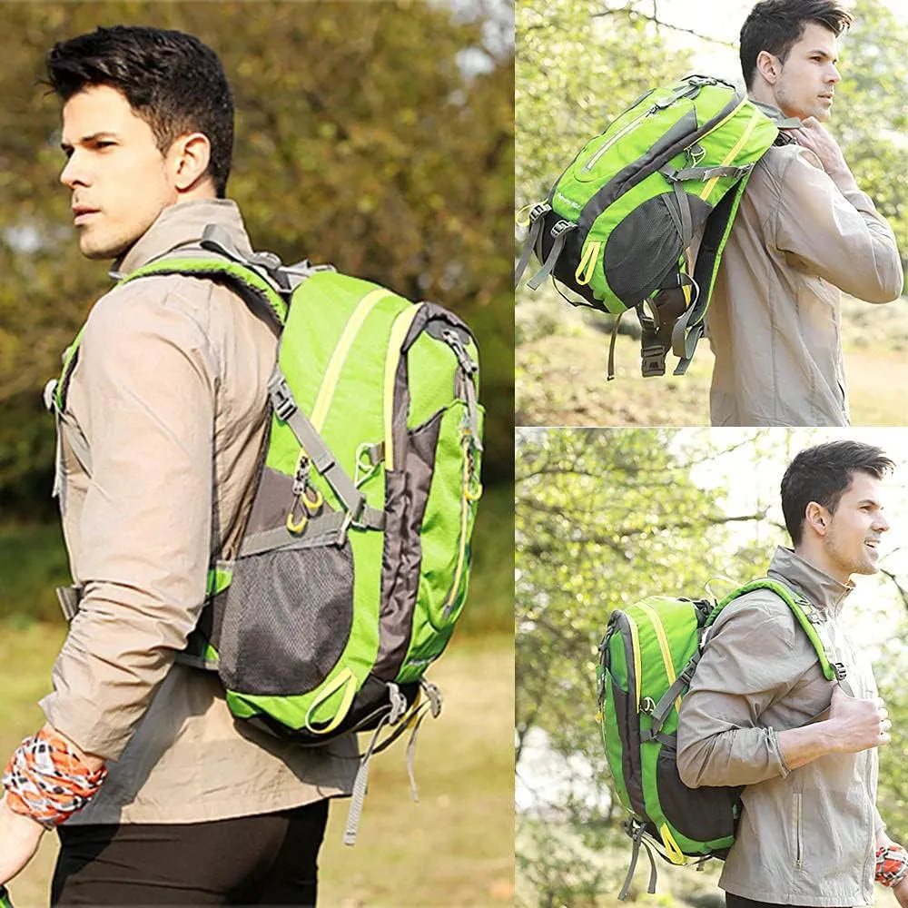 40L Waterproof Climbing Rucksack Travel Hiking Backpack Laptop Daypack Trekking Backpack Outdoor Men Women Sport Bag-Black Yellow