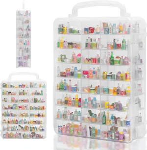 48 Slots Mini Brand Storage Case with Mini Brands Collector Toys，Transparent Compartment for Miniatures(Case Only)