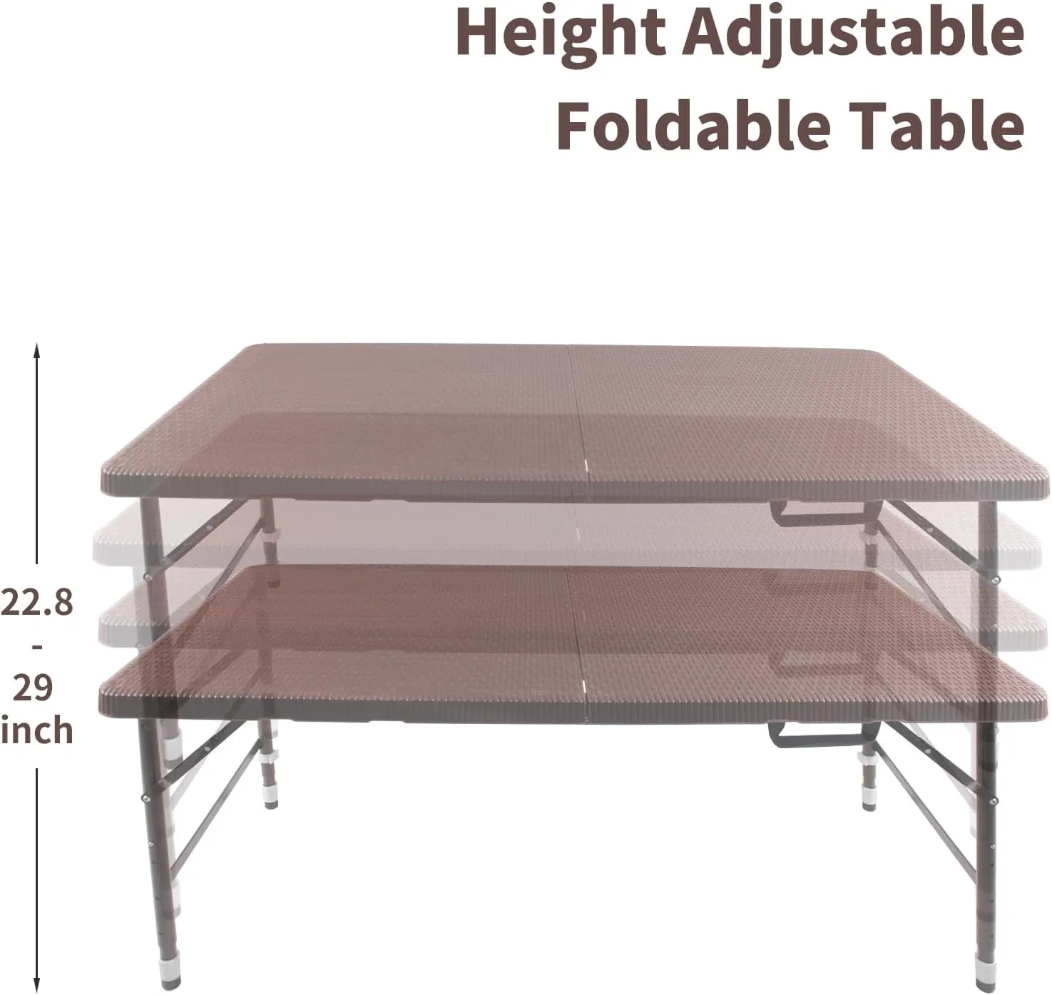 4FT Folding Table with Rattan Tabletop, Portable Lightweight Camping Table with Carry Handle, Collapsible Rectangle Table for Picnic, BBQ, Patio Brown