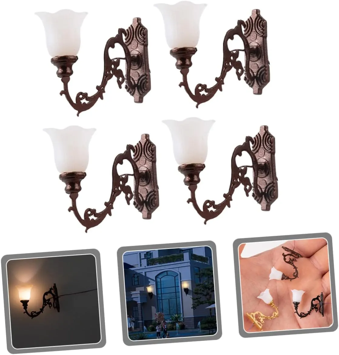 4pcs Miniature Wall Lamps Tiny Luminous Wall Lights for DIY Sand Table Decor Compact Lights for Dollhouse Warm Yellow Micro Landscape Ornaments