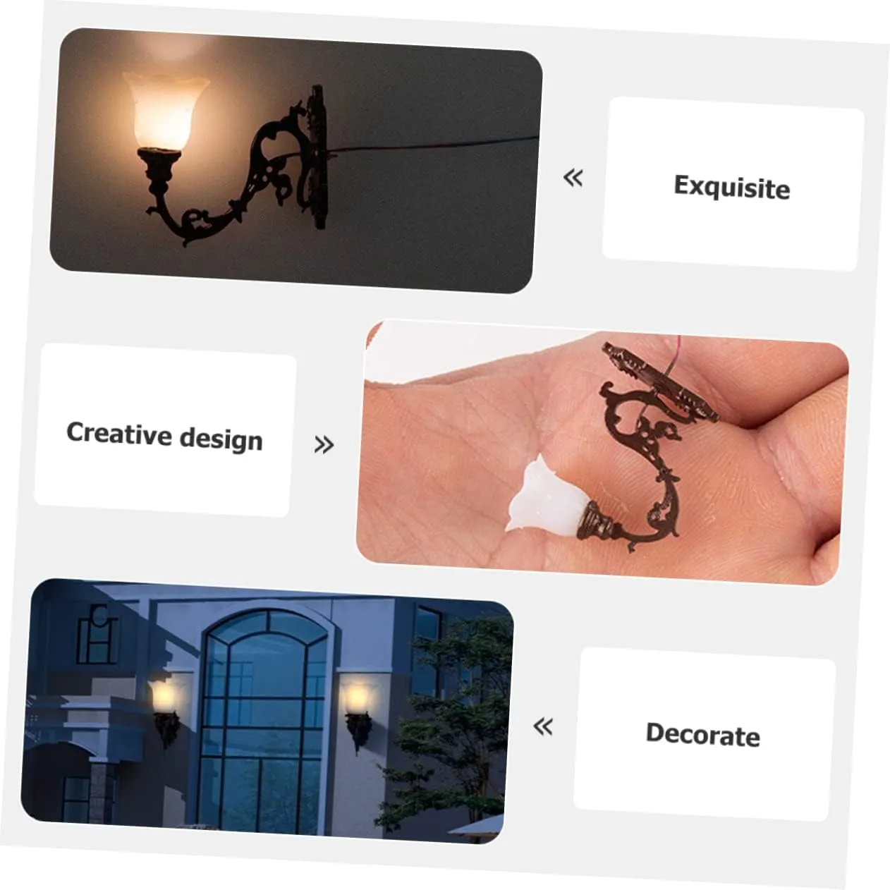 4pcs Miniature Wall Lamps Tiny Luminous Wall Lights for DIY Sand Table Decor Compact Lights for Dollhouse Warm Yellow Micro Landscape Ornaments