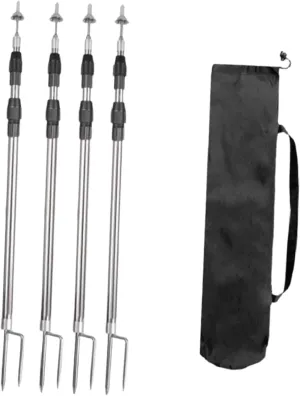 4X Camping Tarp Poles Telescoping Adjustable Support Rods Universal Replacement Canopy Poles for Camping Picnic Tarpaulin
