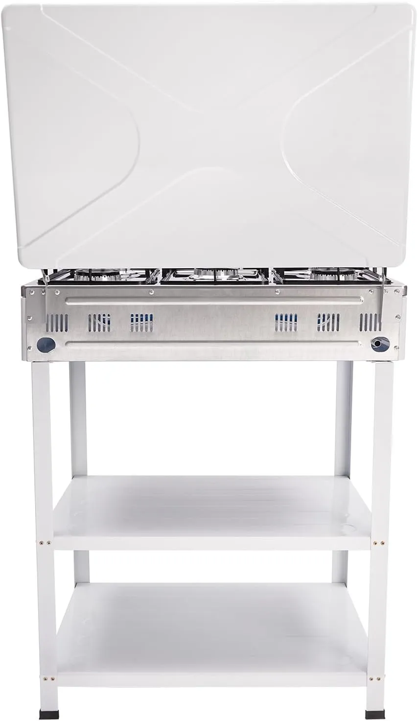 5 Burner Gas Stove with Removable Leg Stand Portable Gas Stove LNG/LPG Auto Ignition for RV, Apartment, Camping, Outdoor Cooking, White