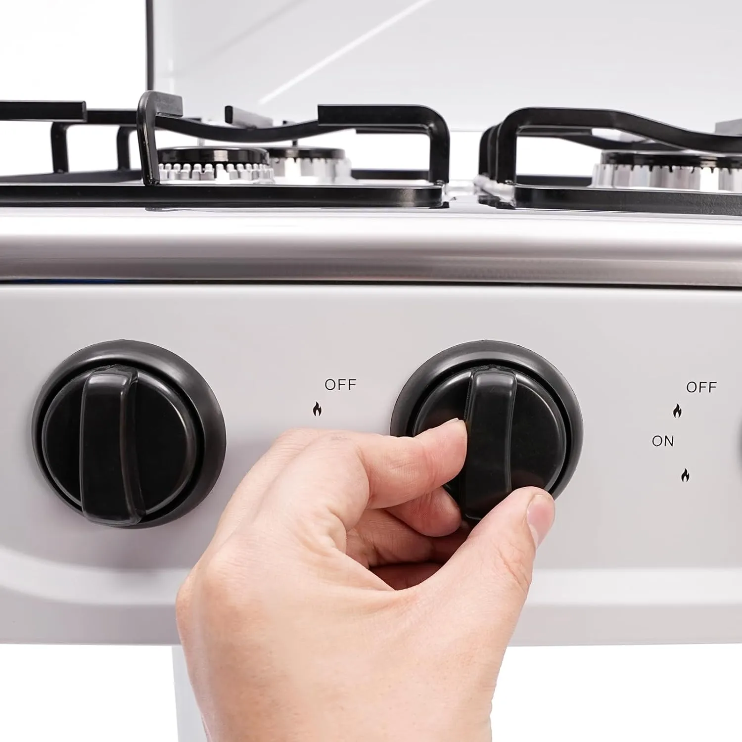 5 Burner Gas Stove with Removable Leg Stand Portable Gas Stove LNG/LPG Auto Ignition for RV, Apartment, Camping, Outdoor Cooking, White