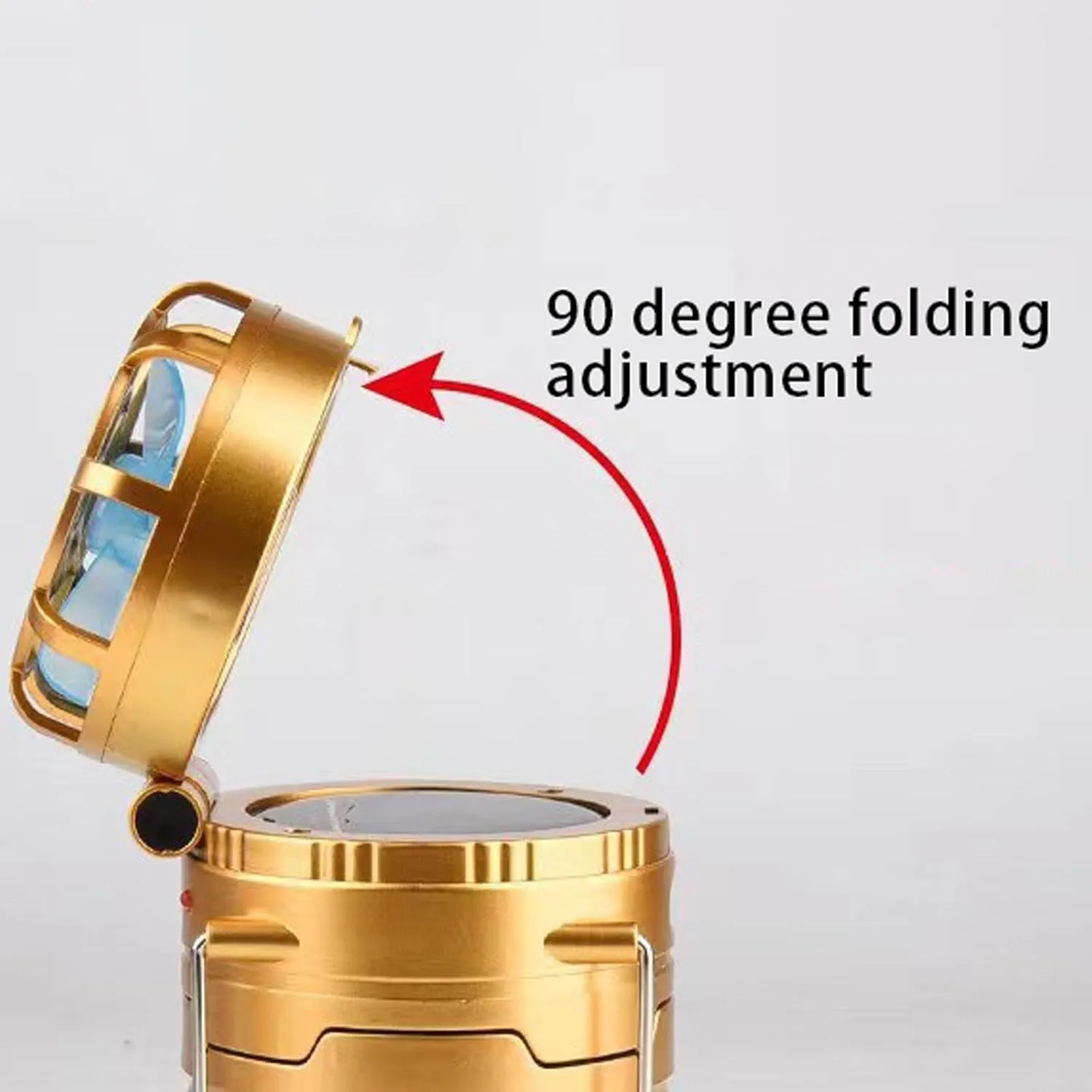 5-in-1 Portable LED Camping Lantern with Fan, Solar/USB Rechargeable, Light Power Outages & Phone Charger, Lightweight ABS for Tent, Hiking, Emergency Survival Gear Essentials (Gold, 20.5X13X10cm)