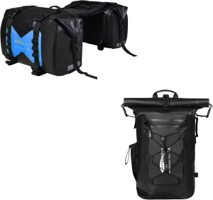 50L Waterproof Motorcycle Saddlebags and 35L Waterproof Backpack for Men and Women - Heavy Duty Roll-Top Floating Dry Bag Backpack for Kayaking, Boating