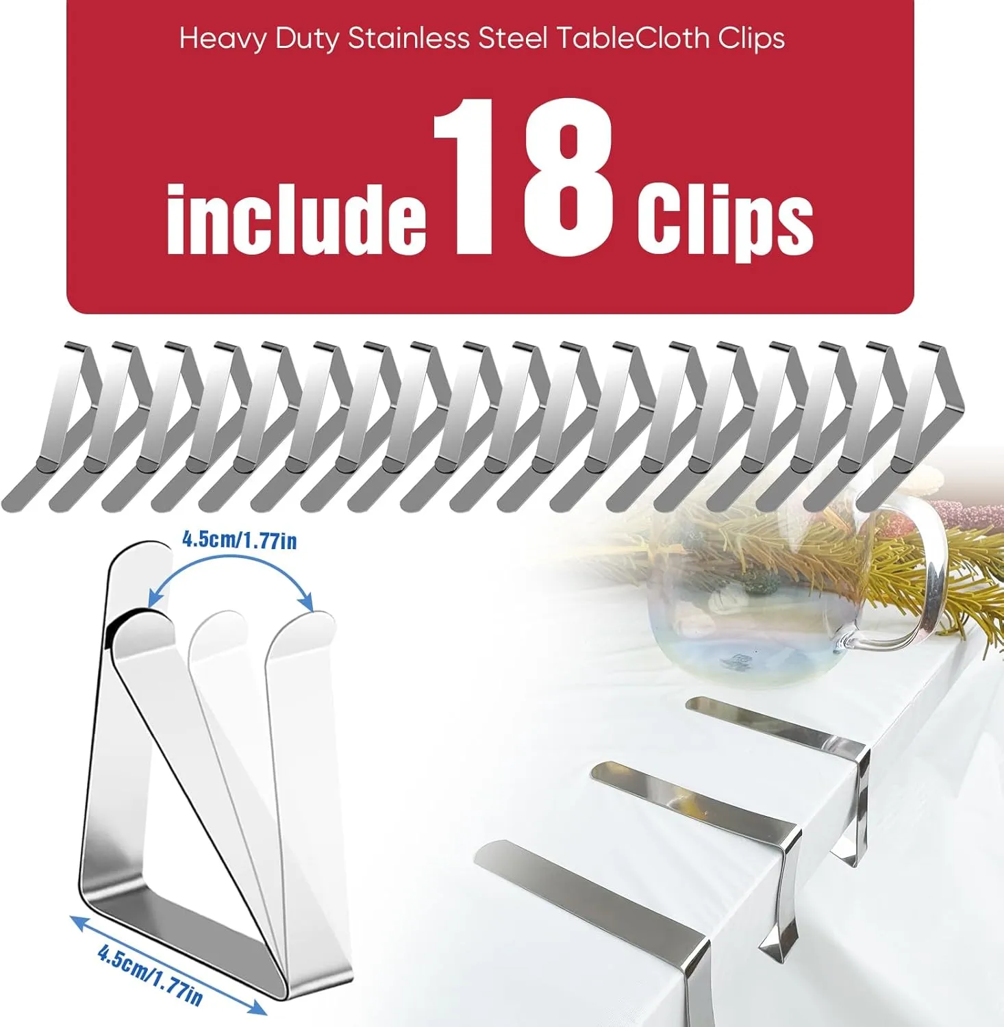 54in x 300Ft Aqua Plastic Table Cloth Roll with 18 Pcs Stainless Steel Clips, Disposable Table Cover Roll in A Cut-to-Size Box with Slide Cutter, Tablecloth for Rectangle Table for Parties