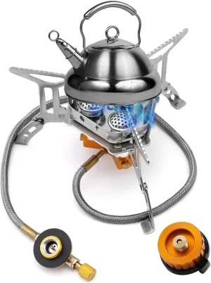 5800W Portable Outdoor Camping Gas Stove with Piezo Ignition, Foldable Design for Hiking, Trekking, and Picnics