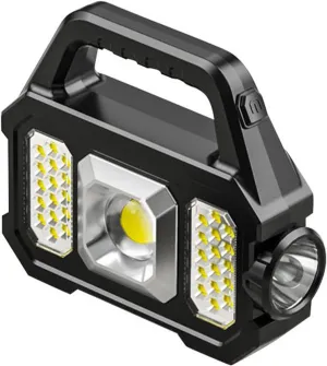 5W LED Camping Lanterns Solar Camping Lights 6 Gears Handheld Flashlight Camping Lights & Lanterns USB Charger, 1200mAh Camping Lantern Rechargeable Portable Black