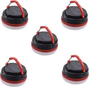 5X Portable Camping Lights LED Waterproof Camping Lantern Waterproof Tents Lamp Outdoor Hiking Fishing Night Light, Red & Black