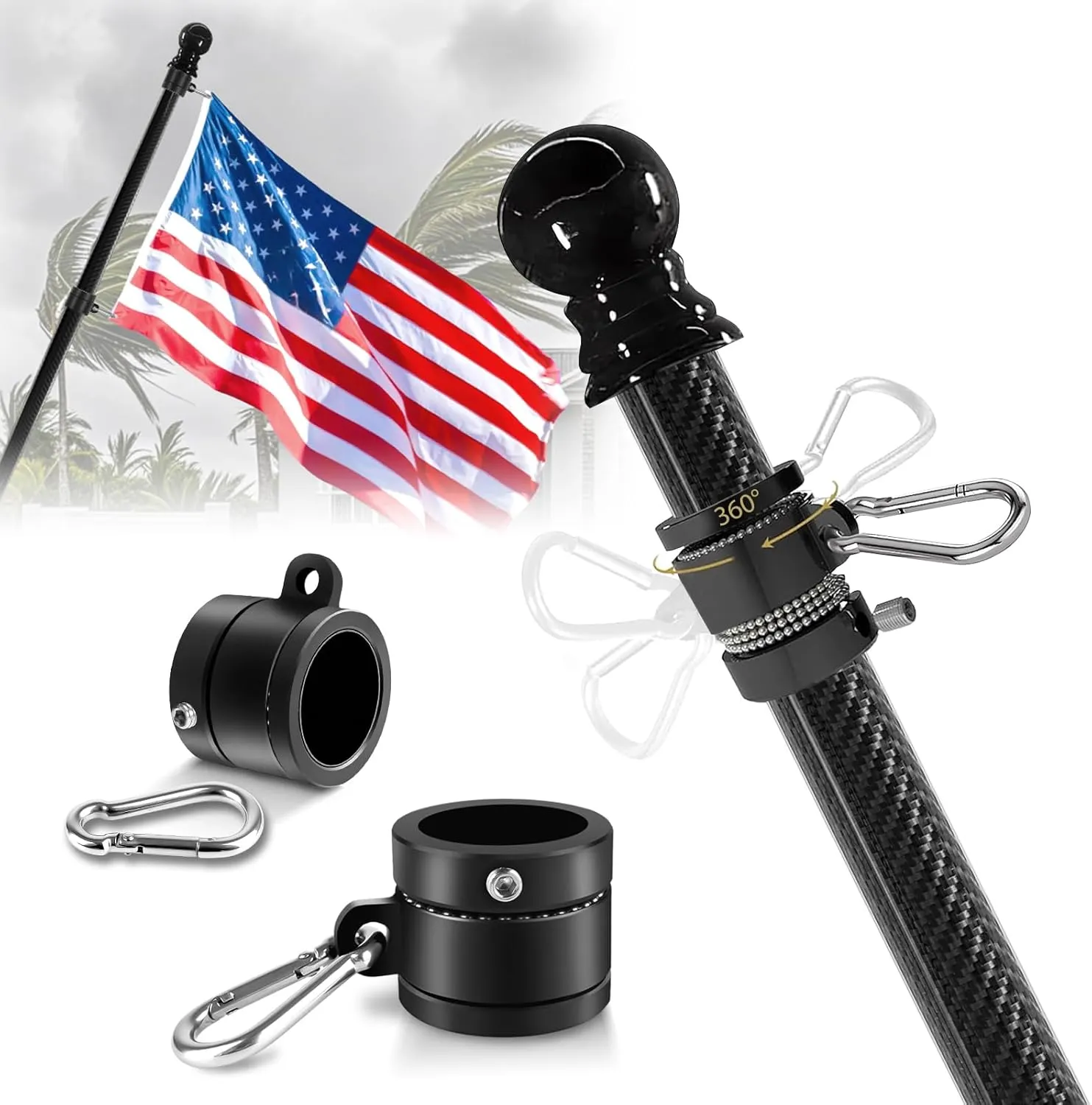 6 FT Carbon Fiber Flag Pole for Outside House, Heavy Duty Flag Pole for House, Porch, Wall, 1 Inch Flag Poles for 3x5 Flags Outdoor (Without Bracket)