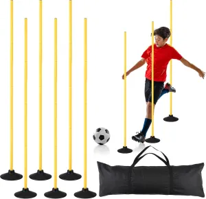 6 Pack Agility Training Pole for Soccer/Dog Soccer Agility Poles Adjustable Football Basketball Speed and Agility Training Equipment for Football Rugby Basketball 5.4FT with Round Rubber Base