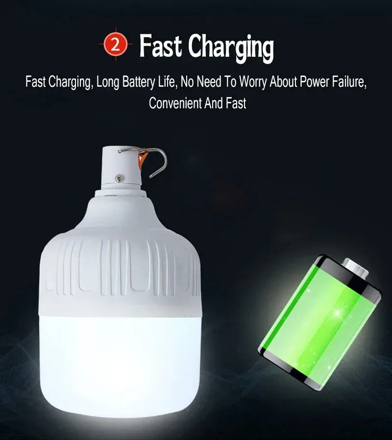 60W 80W USB Rechargeable LED Camping Lantern - Portable Emergency Light with Hook for Outdoor BBQ & Tents