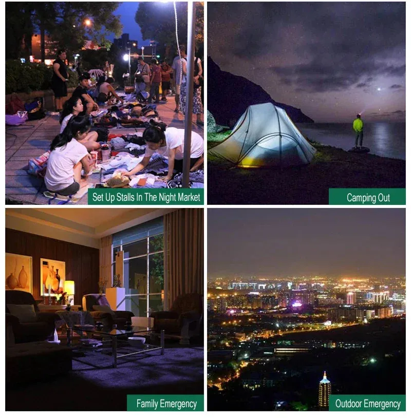 60W 80W USB Rechargeable LED Camping Lantern - Portable Emergency Light with Hook for Outdoor BBQ & Tents