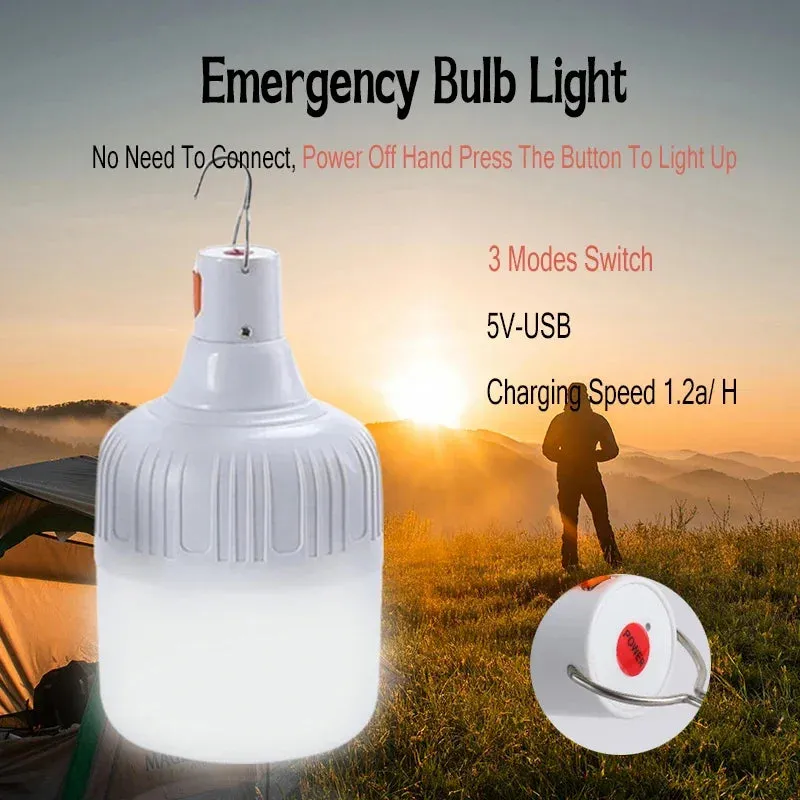 60W 80W USB Rechargeable LED Camping Lantern - Portable Emergency Light with Hook for Outdoor BBQ & Tents