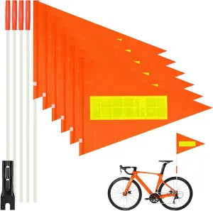 6PCS Orange Bike Safety Flag,Bike Flags with Pole for Safety 6 Ft Bicycle Safety Pennant with Heavy Duty Fiberglass Flag Pole Orange Flag Double-sided Reflective Flag Adjustable Bicycle Flag Pole
