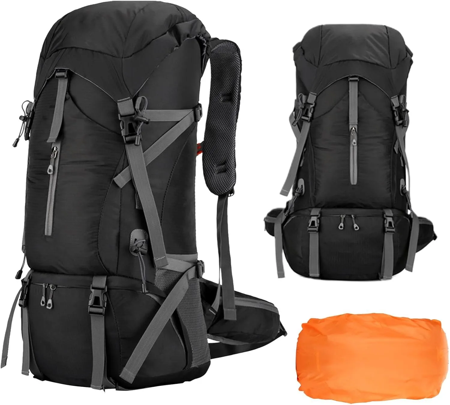 70L Hiking Backpack - 70L Padded Foldable Hiking Backpack | Camping Gear Daypack | Outdoor Sports Mountaineering Bag | Ergonomic Breathable Rucksack with Adjustable Shoulder Straps for Trekking