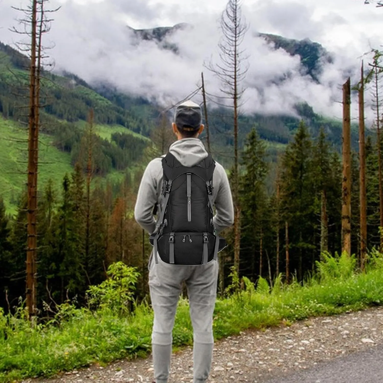 70L Hiking Backpack - 70L Padded Foldable Hiking Backpack | Camping Gear Daypack | Outdoor Sports Mountaineering Bag | Ergonomic Breathable Rucksack with Adjustable Shoulder Straps for Trekking