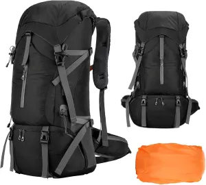 70L Hiking Backpack - 70L Padded Foldable Hiking Backpack | Camping Gear Daypack | Outdoor Sports Mountaineering Bag | Ergonomic Breathable Rucksack with Adjustable Shoulder Straps for Trekking