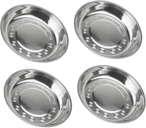 7pcs Stainless Steel Food Plate Lightweight Snack Dishes for Picnics Camping Parties Easy to Clean Tableware for Everyday Use