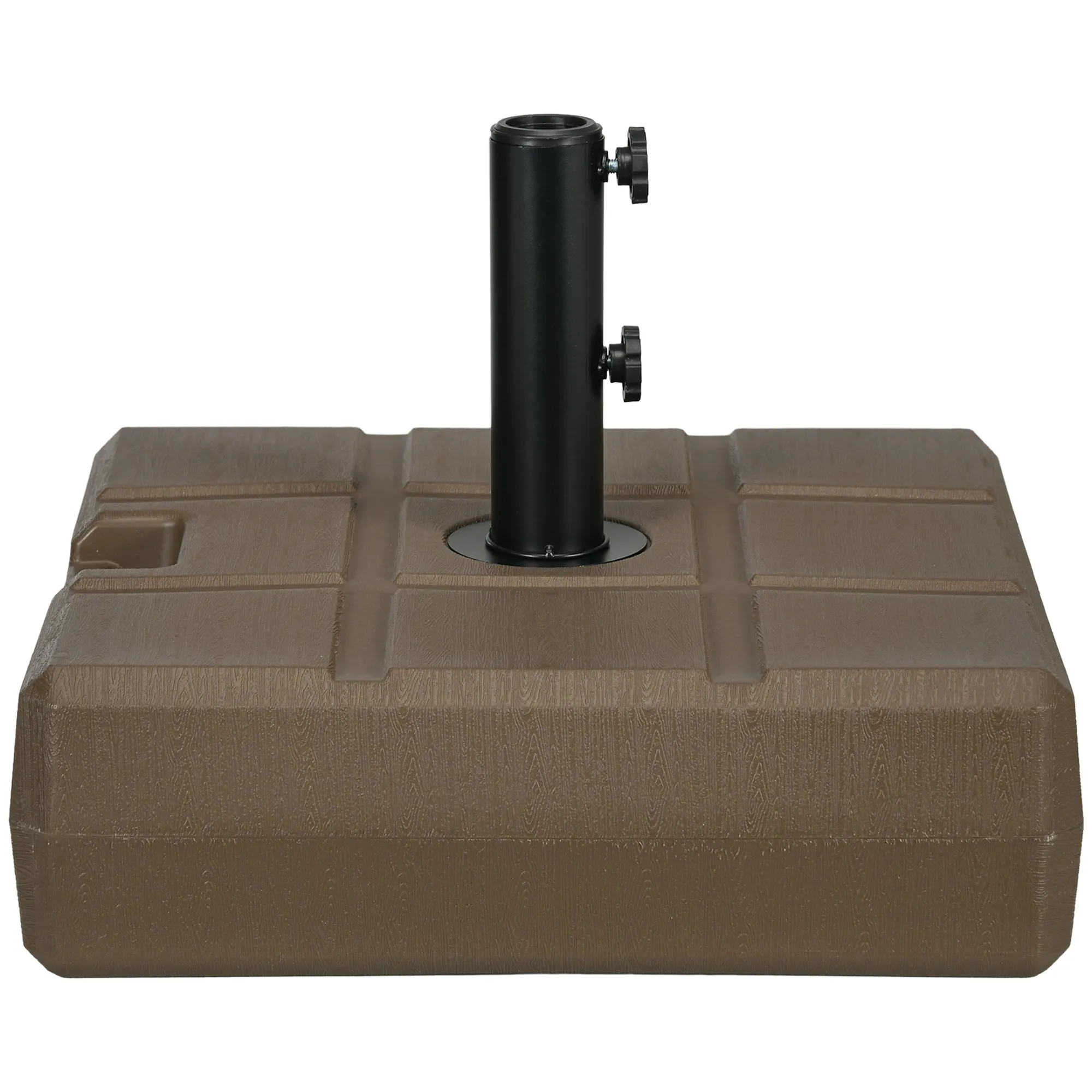 88 lbs. Fillable Umbrella Base with Steel Umbrella Holder for 1.25", 1.5" or 2" Umbrella Poles, Square & Reversible Heavy Duty Market Umbrella Stand, Brown