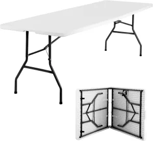 8FT Folding Table Camping Table Plastic Foldable Table Picnic Table for Outdoor Office Parties Camping,29" D x 94" W x 29" H